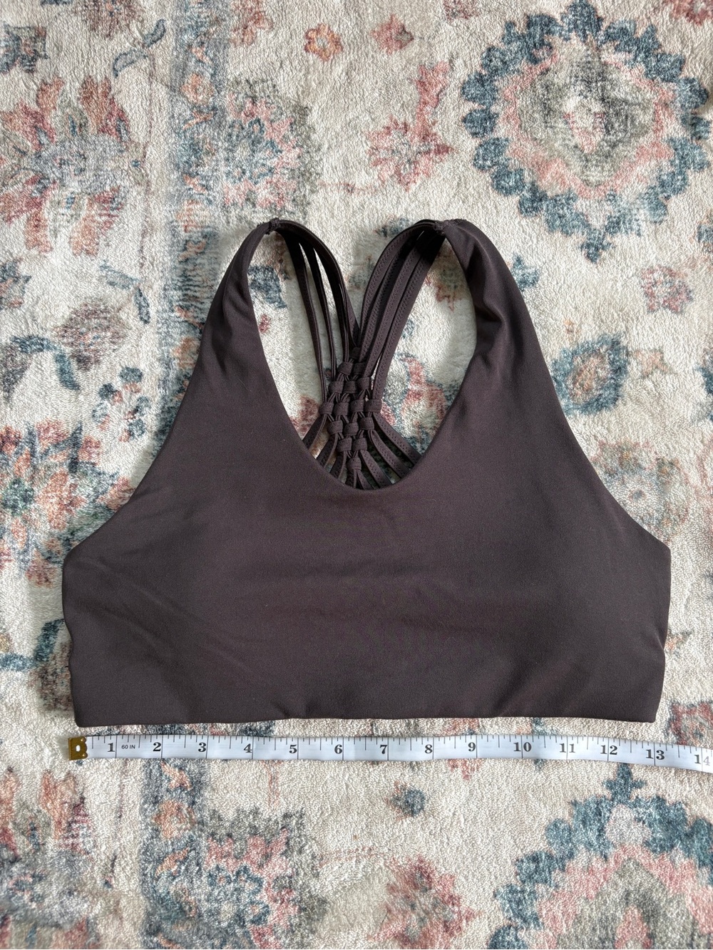 aerie OFFLINE Real Me Macrame Sports Bra- Brown/Deep Purple